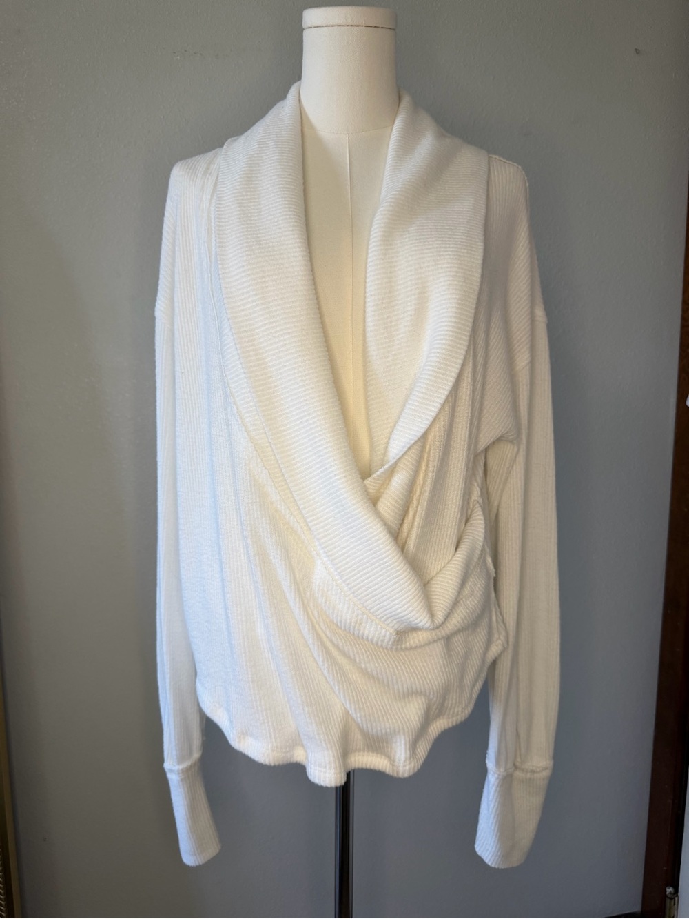We The Free Cream Draped Shawl Cardigan